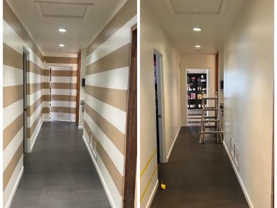 Hair Salon Hallway Repainted with strips