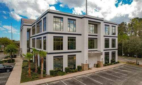 Commercial office exterior paint black and white