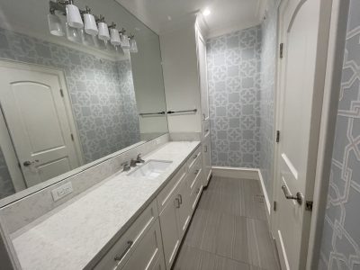 bathroom wallpaper installation