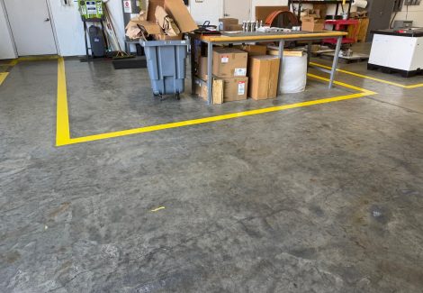 warehouse floor after line striping
