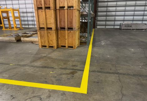 warehouse floor after line striping