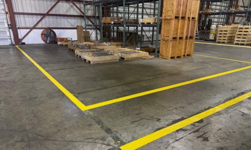 warehouse floor after line striping