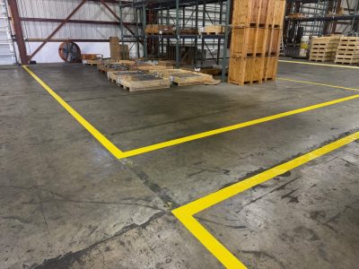 warehouse floor after line striping