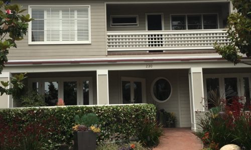 White trim and a shade of nature.