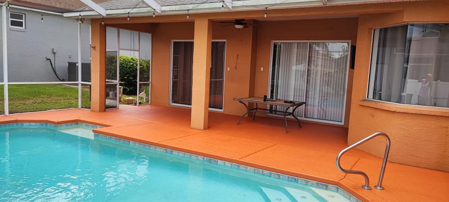 repainted pool deck and siding