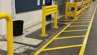 yellow safety bollards