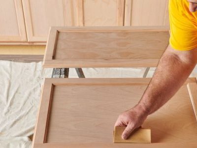 sanding cabinet doors