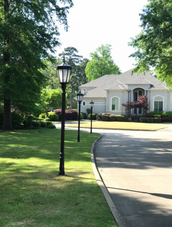 Line of refinished light posts in Little Rock