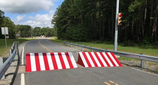 Newly painted arsenal barriers