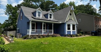Residential Exterior Repaint from Tan to Blue ...