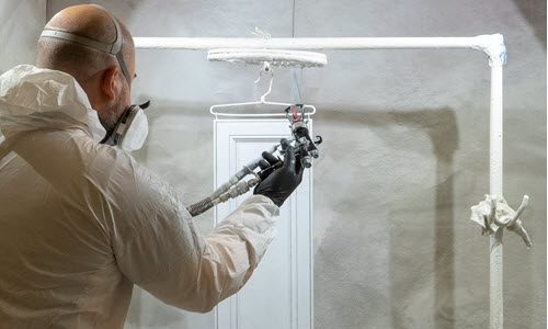 Spray the Doors & Mounted Cabinets to Apply Paint / Stain