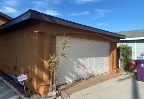 roll-up garage door prepped and ready to be painted.