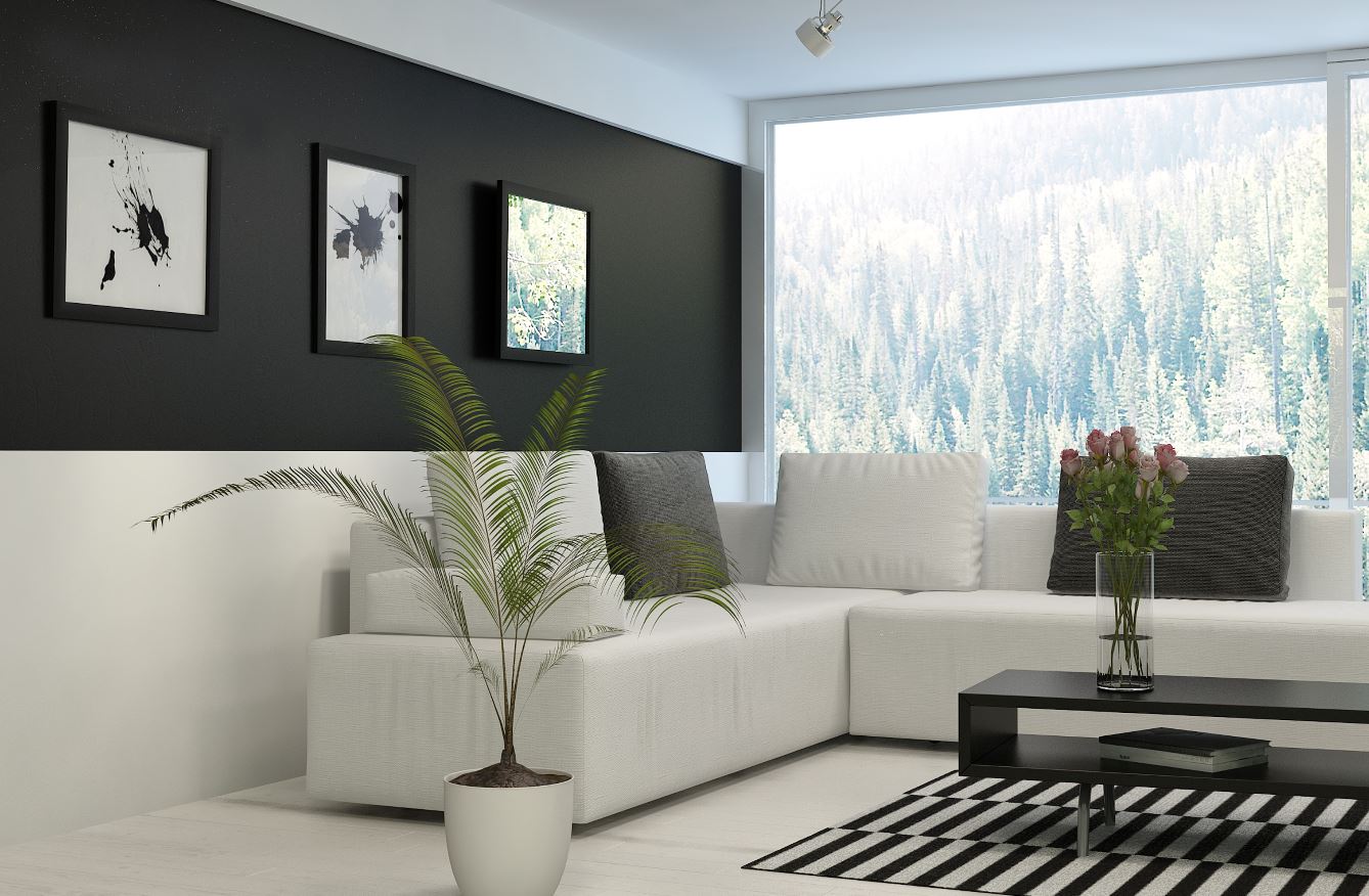 black and white painted room