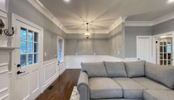 The Gray Interior Paint Compliments the Gray Couch