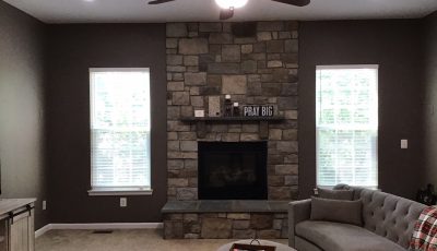 Walls painted around chimney