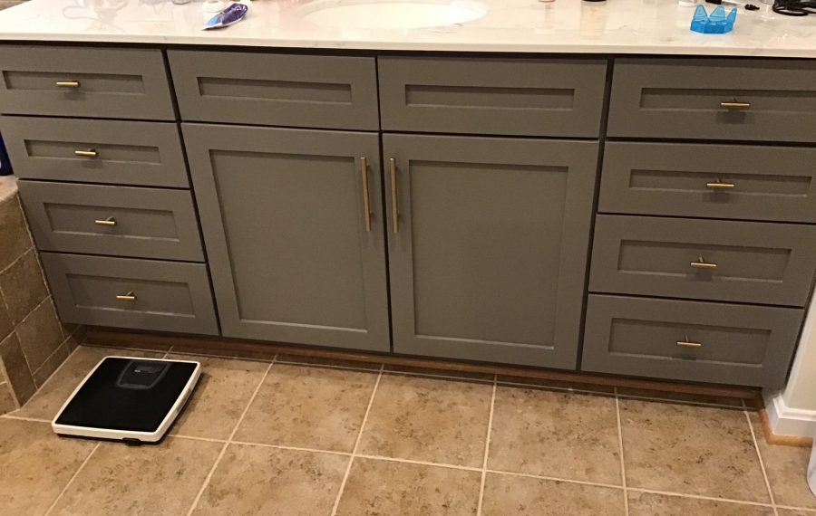Vanity cabinets after painting