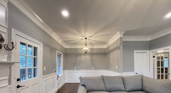 The Gray Interior Paint Compliments the Gray Couch