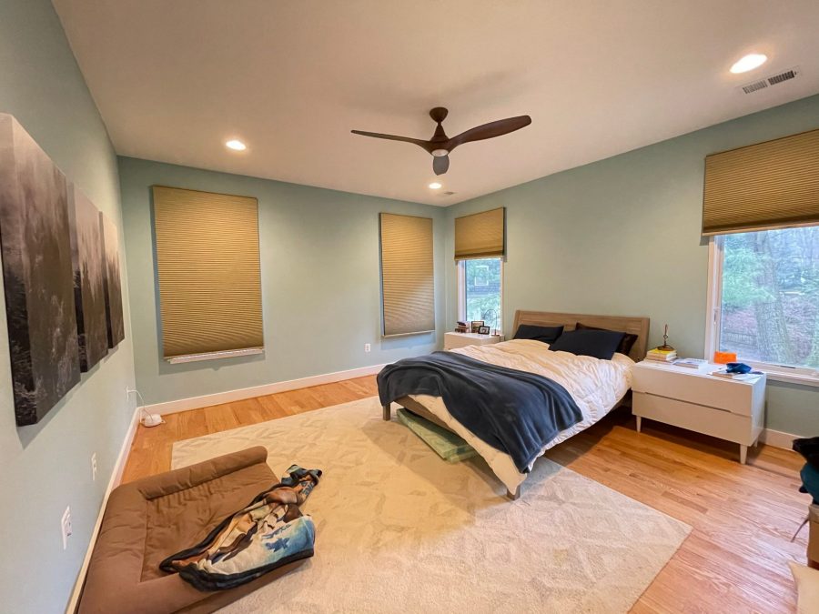 Pastel Green Interior Painting of a Bedroom