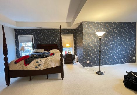 Sky Blue Wallpaper Installation in Bedroom