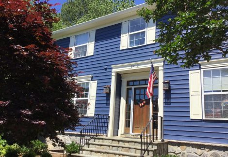 painted front door and shutters