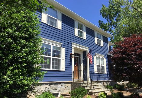 blue and white painted home