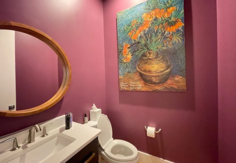 Maroon Painted Bathroom