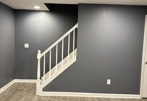 Dark Gray Walls Contrasted with White Trim