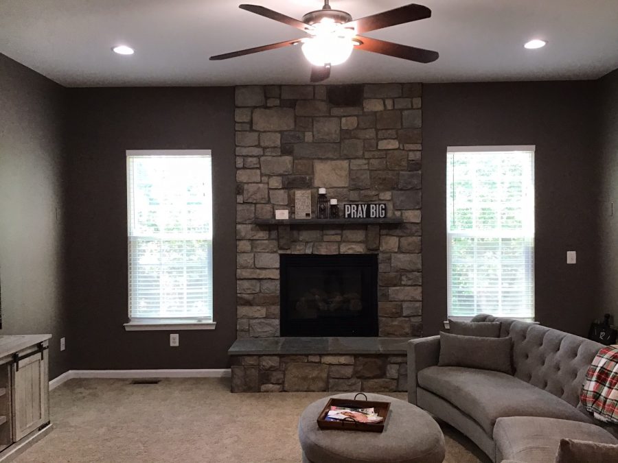 Walls painted around chimney