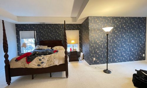 Sky Blue Wallpaper Installation in Bedroom