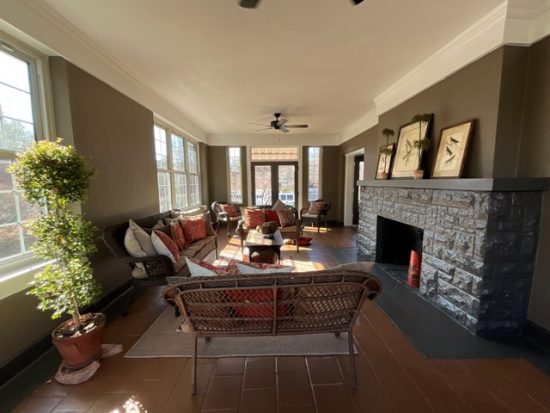 photo of repainted living room walls and fireplace in louisville