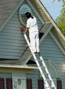 exterior painter on ladder