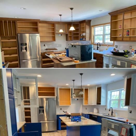 before and after kitchen cabinet restoration