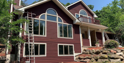 Maroon & White Painted Exterior