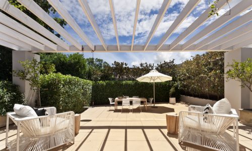 freshly stained patio