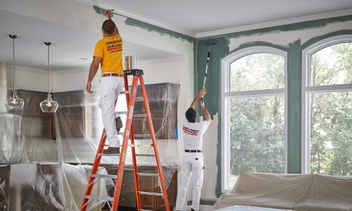 painting in progress living room interior