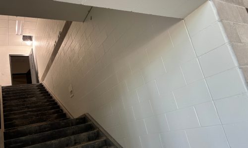 Cudahy Fire Station stairwell being prepared for painting
