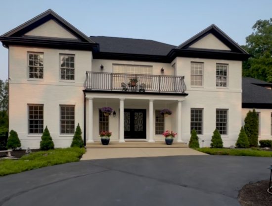white painted brick house