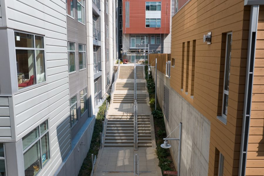 Condo Painting Project arial view of between buildings and a staircase Preview Image 11