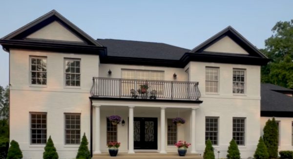 white painted brick house