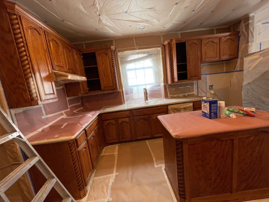 Before Kitchen Cabinet Painting Preview Image 2