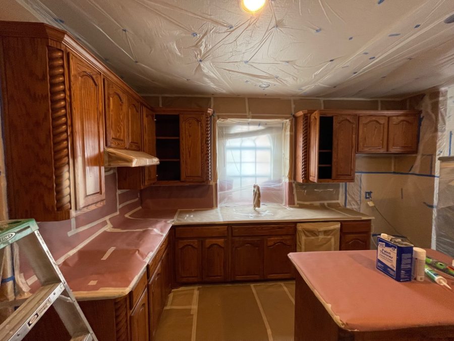 Before Kitchen Cabinet Painting Preview Image 1
