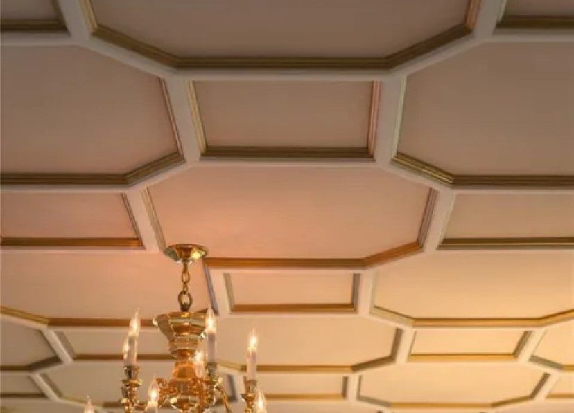 close up of painted ceiling with patterned inlay Preview Image 8