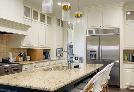 kitchen with large island counter