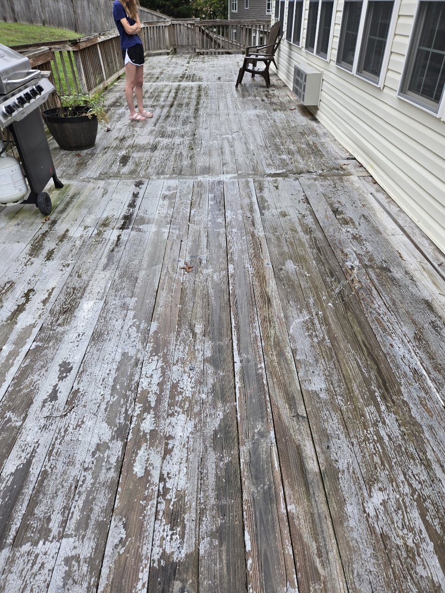 deck staining project before