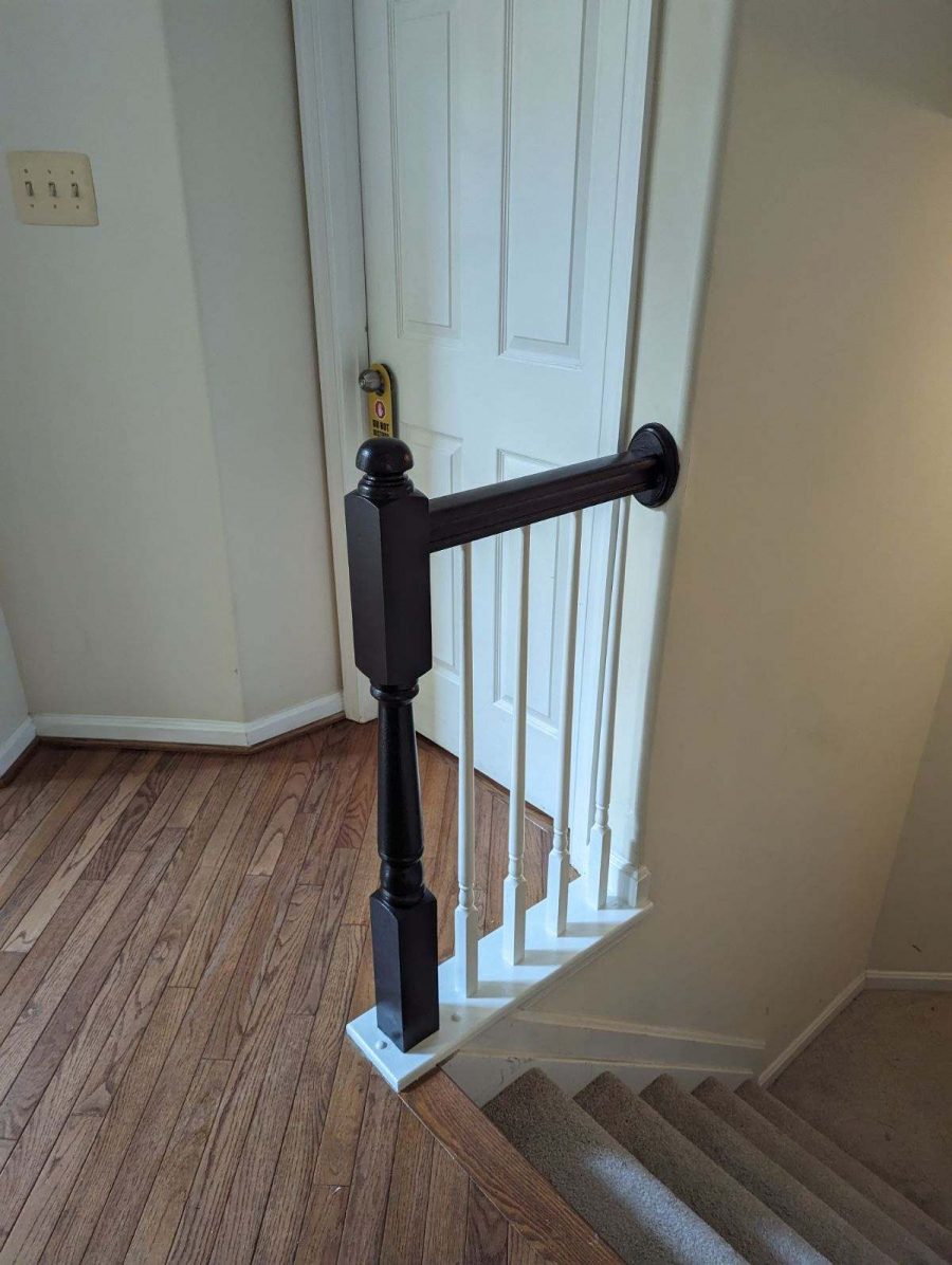 Interior Hand Rail Painting - View from upstairs with door Preview Image 3