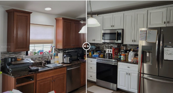 Kitchen Cabinet Repainting Before & After