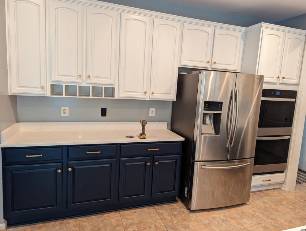 two tone kitchen cabinet painting in white plains, md