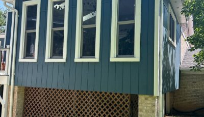 blue exterior of home