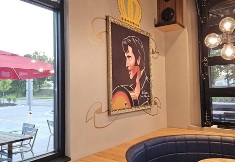 Repainted interior inside Raising Cane's restaurant