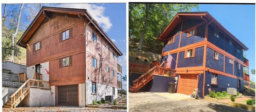 wooden house painting transformation